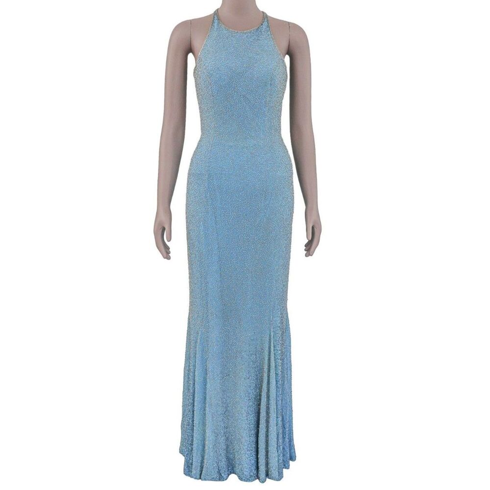 Vintage‎ Cache Beaded Black Tie Dress Formal Gala Cocktail Evening Party Gown